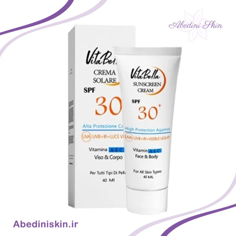کرم ضد آفتاب spf۳۰ بی رنگ حجم ۴۰ میل ویتابلا