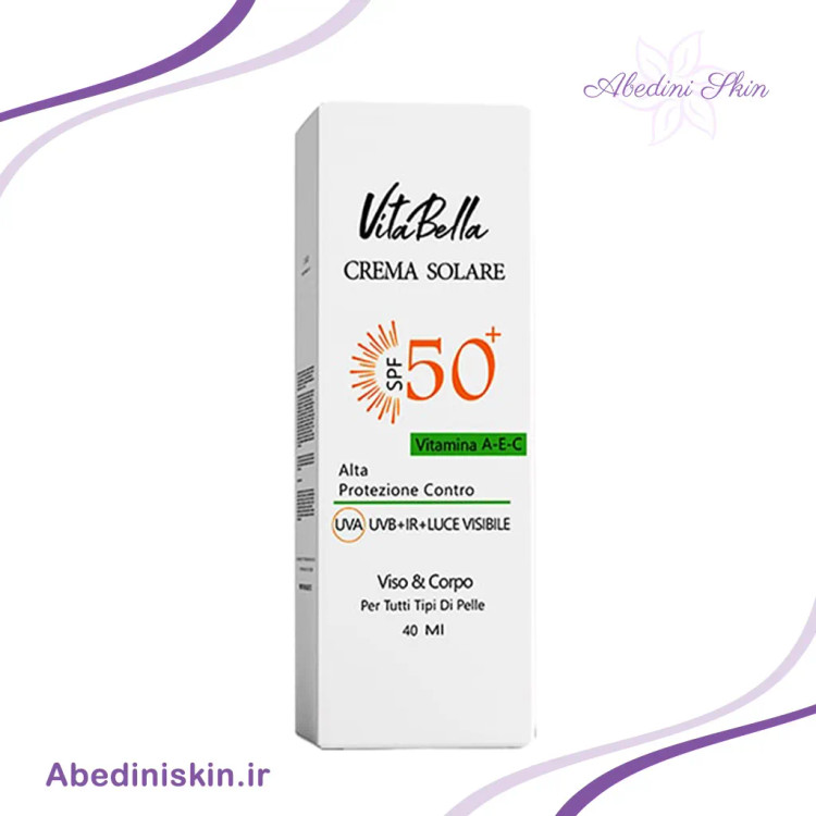 کرم ضد آفتاب spf۵۰ بی رنگ حجم ۴۰ میل ویتابلا
